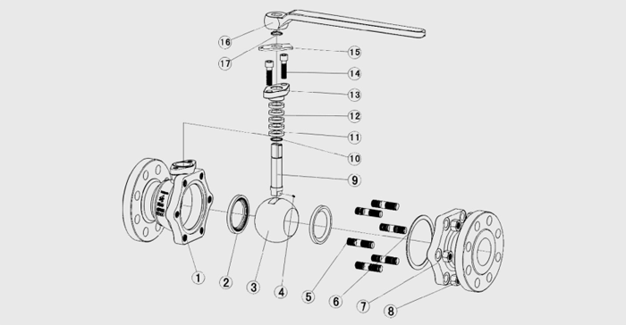 浮動球(qiú)閥結構(gou)圖 浮動(dong)球閥結(jié)構圖
