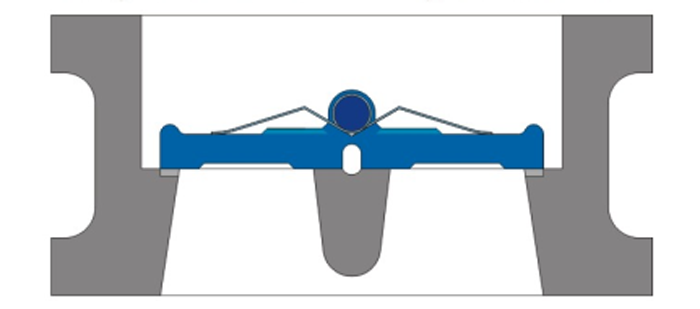 對(duì)夾雙瓣式止回(huí)閥結構圖 對夾(jiá)雙瓣式止回閥(fá)結構圖