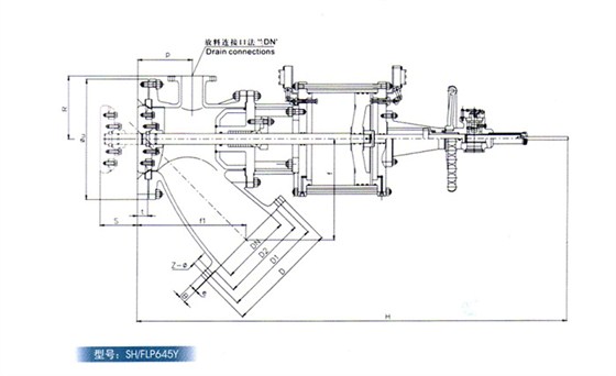 氣動Y型(xíng)平底放料閥(fa)産品結構圖(tu) 氣動Y型平底(di)放料閥産品(pin)結構圖