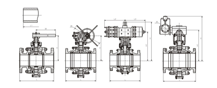 氧(yang)氣切斷球閥結(jié)構尺寸圖 氧氣(qì)切斷球閥結構(gòu)尺寸圖
