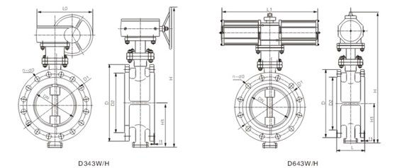 國标三偏心法(fǎ)蘭連接蝶閥結構(gou)圖