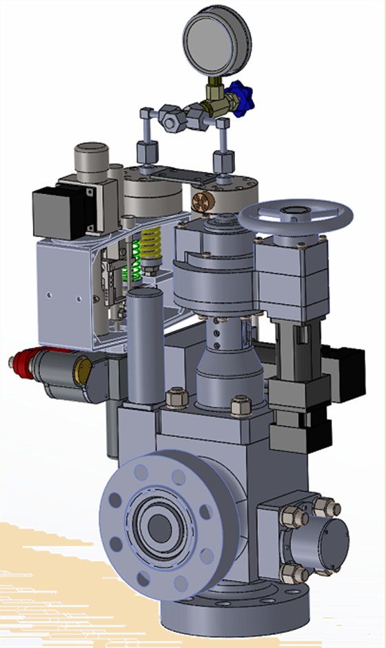氣(qi)井遠程(cheng)控壓急(jí)斷裝置(zhì)三維圖(tu)示 氣井(jǐng)遠程控(kong)壓急斷(duàn)裝置三(san)維圖示(shì)