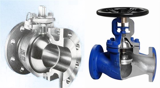 球閥與(yǔ)截止閥剖面(mian) 球閥與截止(zhi)閥剖面